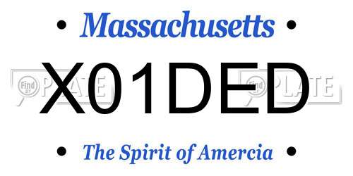 X01DED Massachusetts License Plate