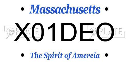 X01DEO Massachusetts License Plate