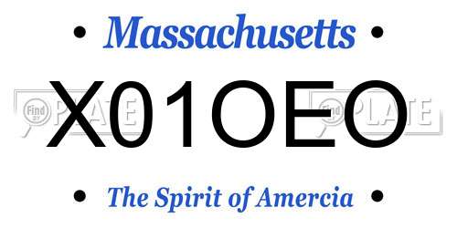 X01OEO Massachusetts License Plate