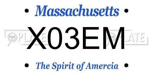 X03EM Massachusetts License Plate