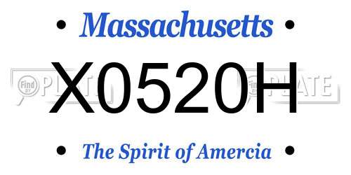 X0520H Massachusetts License Plate