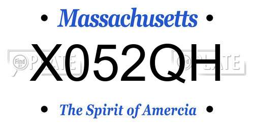X052QH Massachusetts License Plate