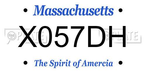 X057DH Massachusetts License Plate