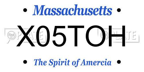 X05TOH Massachusetts License Plate