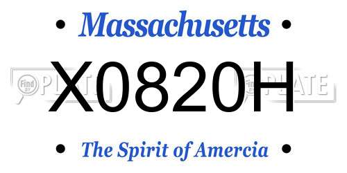 X0820H Massachusetts License Plate