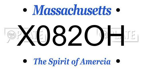 X082OH Massachusetts License Plate