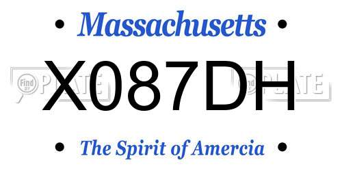 X087DH Massachusetts License Plate