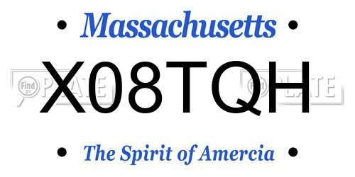 X08TQH Massachusetts License Plate