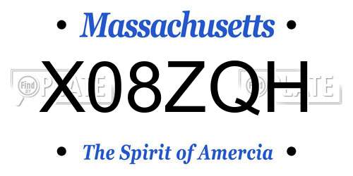 X08ZQH Massachusetts License Plate