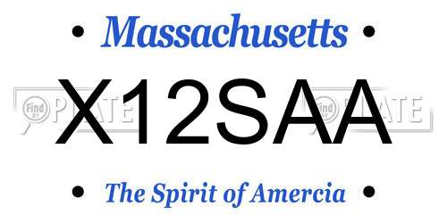 X12SAA Massachusetts License Plate