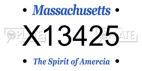 X13425 Massachusetts License Plate