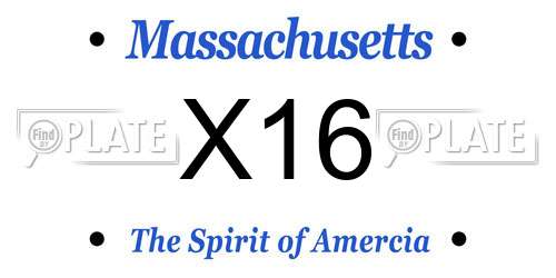X16 Massachusetts License Plate