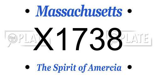 X1738 Massachusetts License Plate