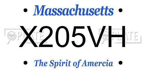 X205VH Massachusetts License Plate