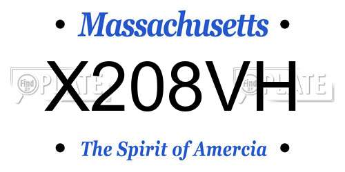 X208VH Massachusetts License Plate