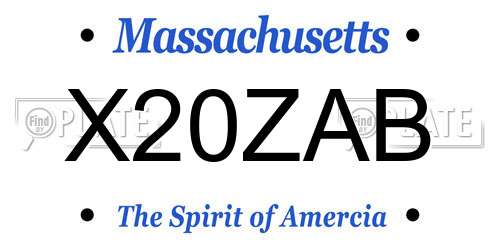 X20ZAB Massachusetts License Plate