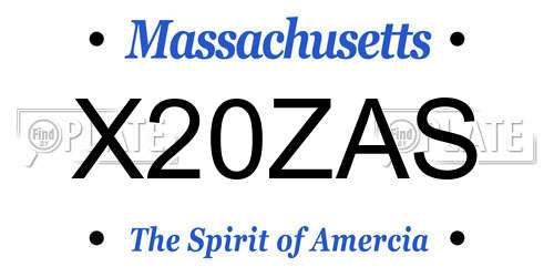 X20ZAS Massachusetts License Plate