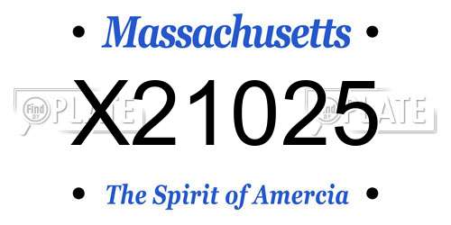 X21025 Massachusetts License Plate