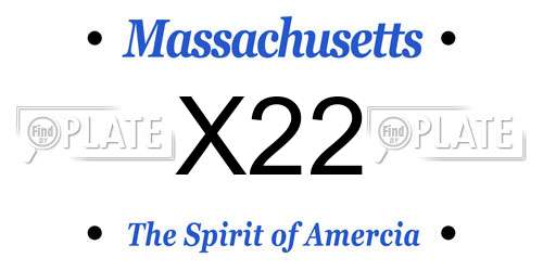 X22 Massachusetts License Plate