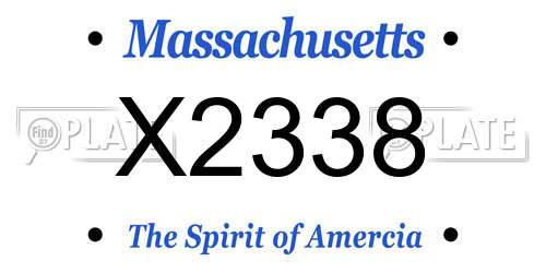 X2338 Massachusetts License Plate