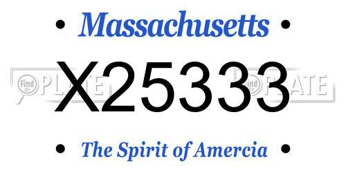 X25333 Massachusetts License Plate