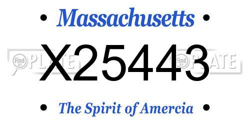X25443 Massachusetts License Plate