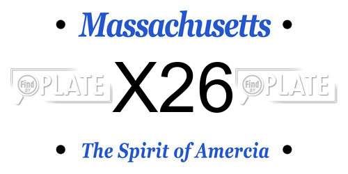 X26 Massachusetts License Plate