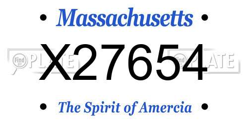 X27654 Massachusetts License Plate