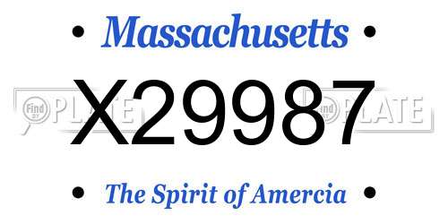 X29987 Massachusetts License Plate