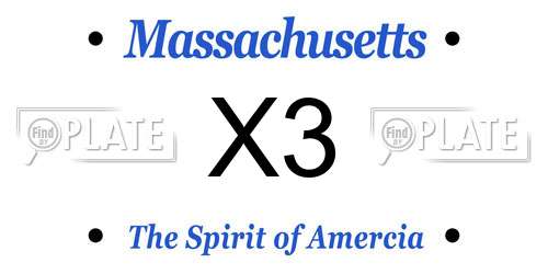 X3 Massachusetts License Plate