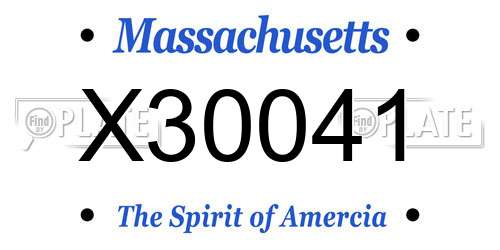 X30041 Massachusetts License Plate