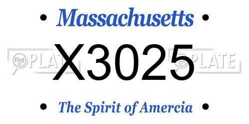 X3025 Massachusetts License Plate