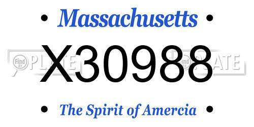 X30988 Massachusetts License Plate