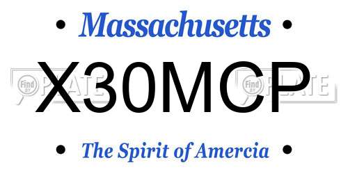X30MCP Massachusetts License Plate