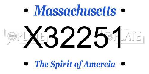 X32251 Massachusetts License Plate