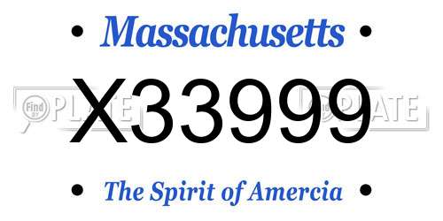 X33999 Massachusetts License Plate