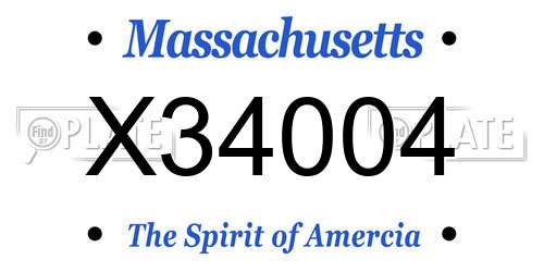 X34004 Massachusetts License Plate