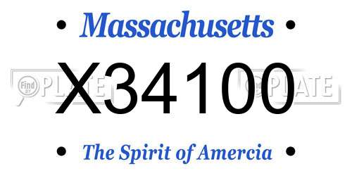 X34100 Massachusetts License Plate