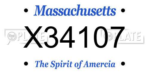X34107 Massachusetts License Plate