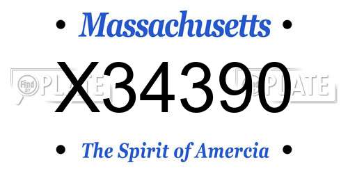 X34390 Massachusetts License Plate