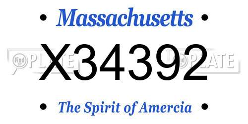 X34392 Massachusetts License Plate