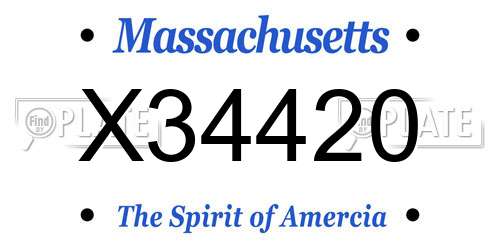 X34420 Massachusetts License Plate