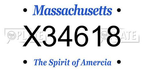 X34618 Massachusetts License Plate