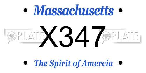 X347 Massachusetts License Plate
