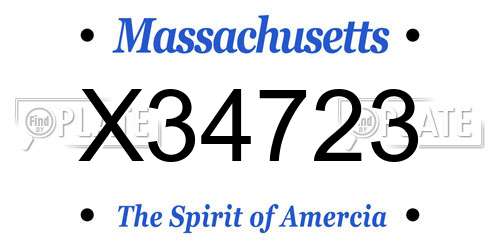 X34723 Massachusetts License Plate