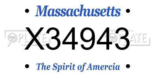 X34943 Massachusetts License Plate