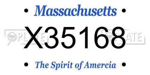X35168 Massachusetts License Plate