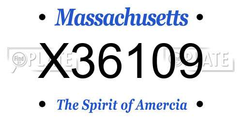 X36109 Massachusetts License Plate