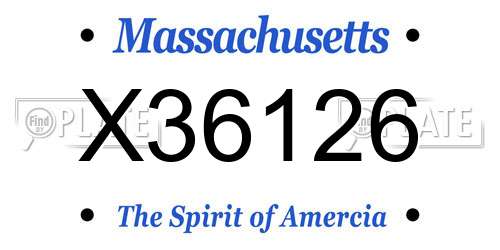 X36126 Massachusetts License Plate