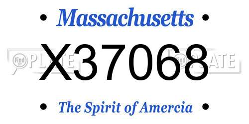 X37068 Massachusetts License Plate